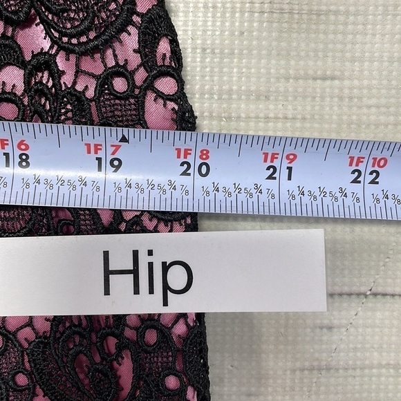 JS Collections Dress Cocktail Party Pink Black Lace Bow Size 12 - Picture 9 of 12